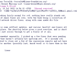 Linux 5.19-rc6 已发布 